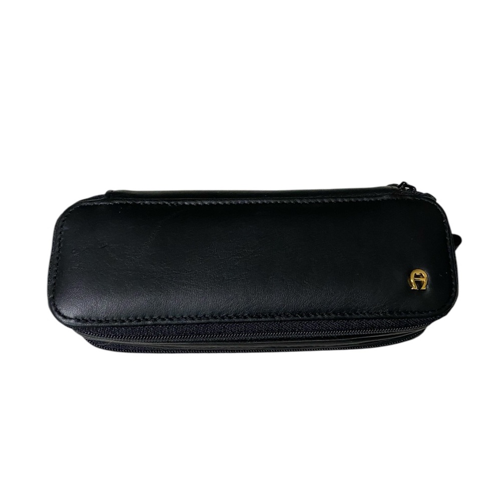 Black Leather Zippered Case